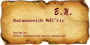 Balassovich Móric névjegykártya